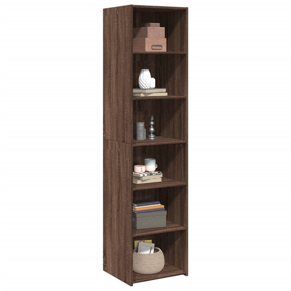 Hoge kast 45x41x185 cm bewerkt hout bruin eikenkleurig