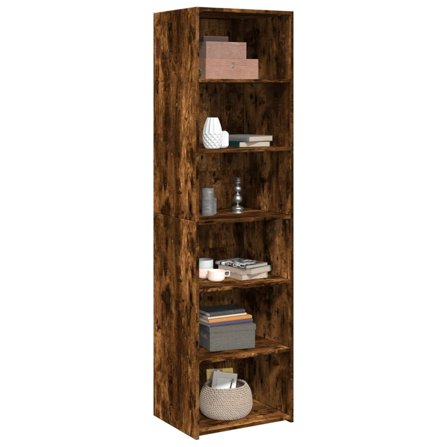 Hoge kast 50x41x185 cm bewerkt hout gerookt eikenkleurig