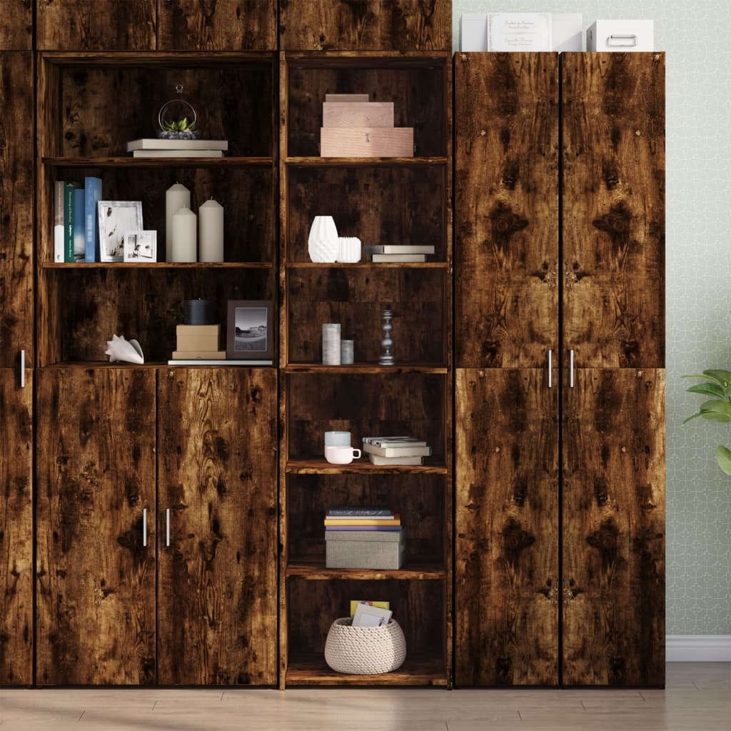 Hoge kast 50x41x185 cm bewerkt hout gerookt eikenkleurig
