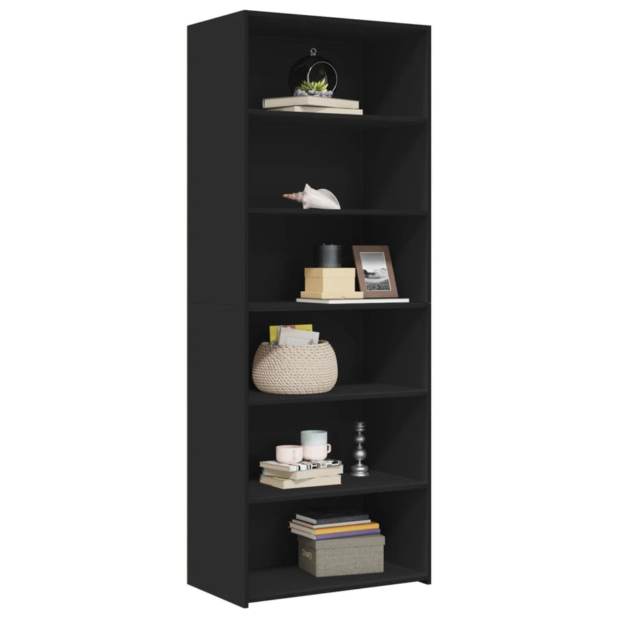 Hoge kast 70x41x185 cm bewerkt hout zwart