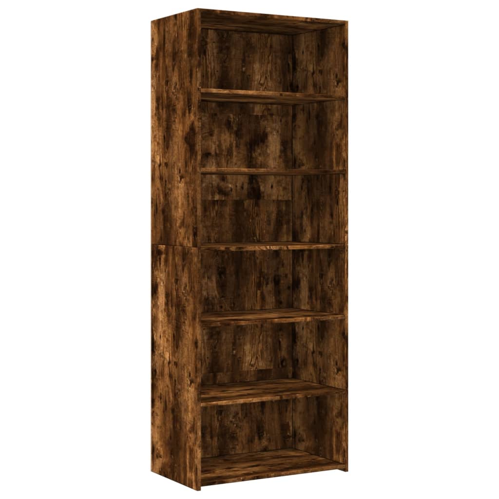 Hoge kast 70x41x185 cm bewerkt hout gerookt eikenkleurig