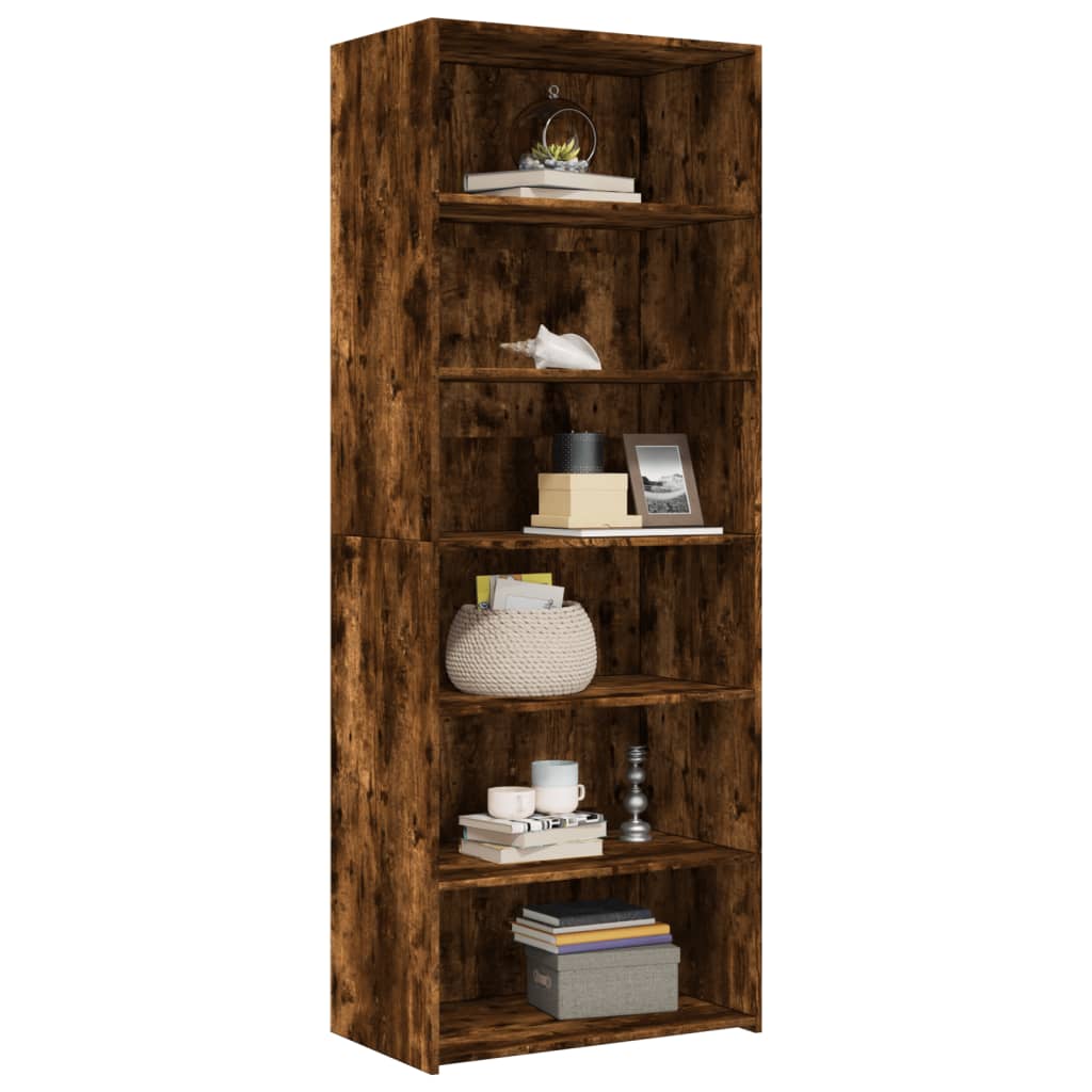 Hoge kast 70x41x185 cm bewerkt hout gerookt eikenkleurig