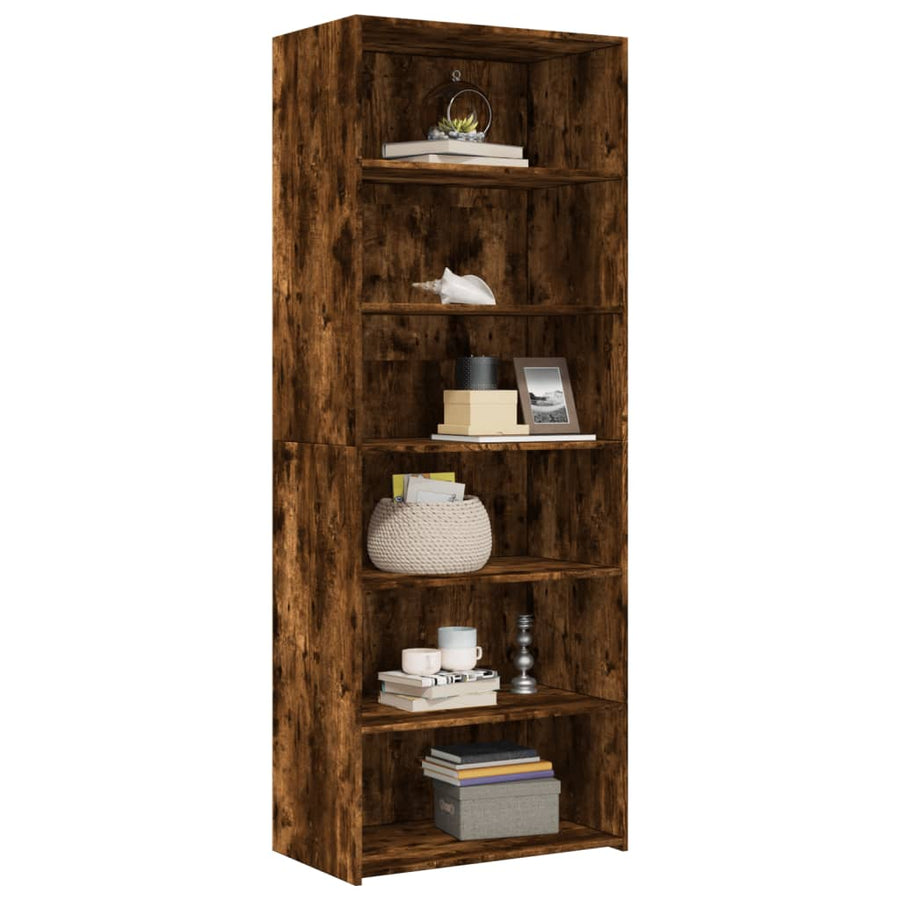 Hoge kast 70x41x185 cm bewerkt hout gerookt eikenkleurig