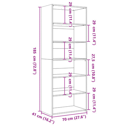 Hoge kast 70x41x185 cm bewerkt hout gerookt eikenkleurig