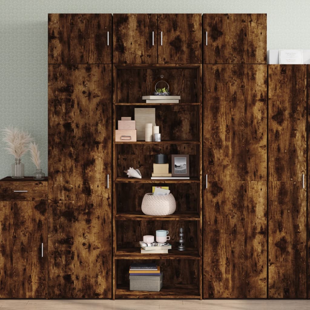 Hoge kast 70x41x185 cm bewerkt hout gerookt eikenkleurig