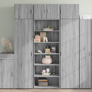 Hoge kast 70x41x185 cm bewerkt hout grijs