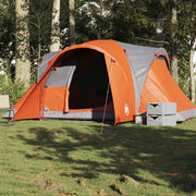 6-person dome tent waterproof grey and orange