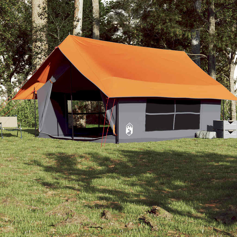 Tent 5-persoons waterdicht grijs en oranje