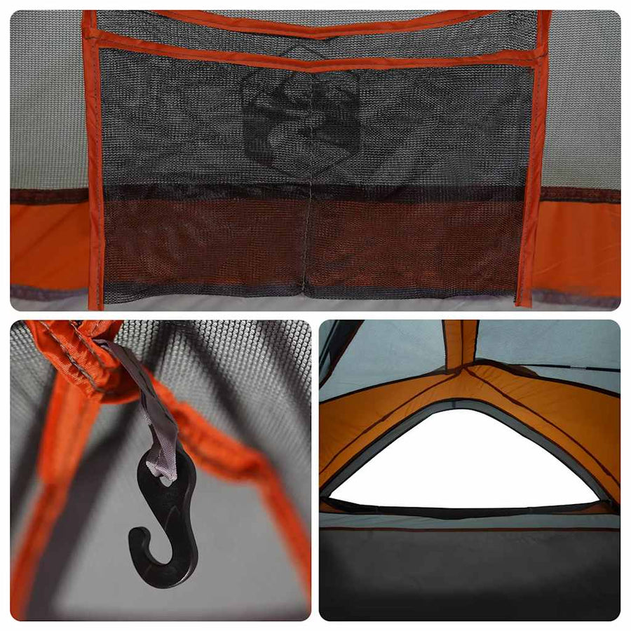 Tent 1-persoons waterdicht grijs en oranje