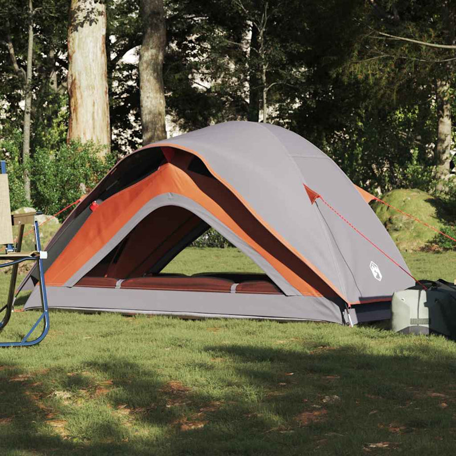 Tent 1-persoons waterdicht grijs en oranje