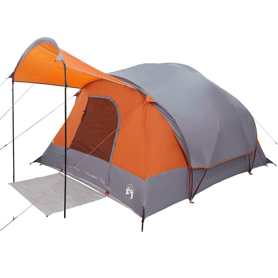 Tunneltent 8-persoons waterdicht grijs en oranje