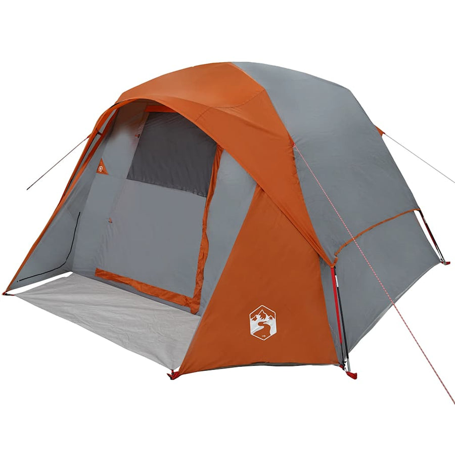 Tent 4-persoons waterdicht grijs en oranje