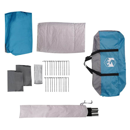 Familietent met verandakoepel 9-persoons waterdicht blauw