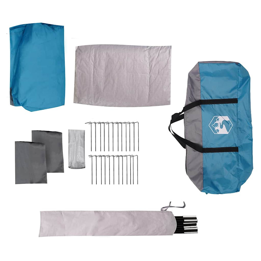 Familietent met verandakoepel 9-persoons waterdicht blauw