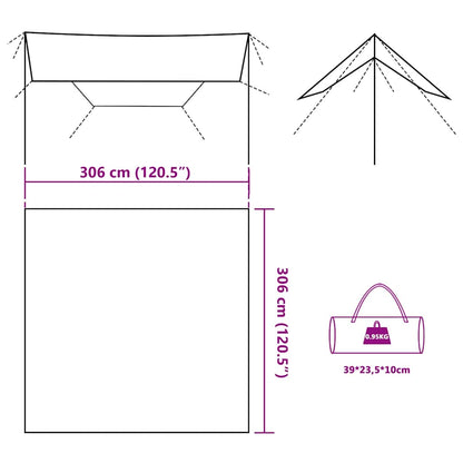 Kampeerluifel waterdicht 306x306 cm camouflage