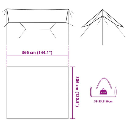 Kampeerluifel waterdicht 366x306 cm bruin