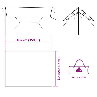 Kampeerluifel waterdicht 406x306 cm bruin