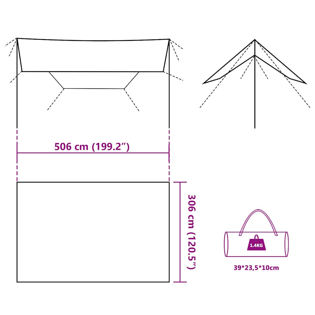 Kampeerluifel waterdicht 506x306 cm bruin