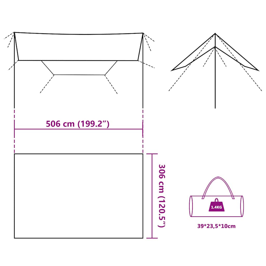 Kampeerluifel waterdicht 506x306 cm bruin