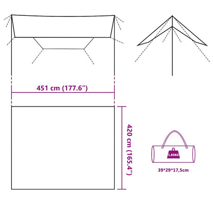 Kampeerluifel waterdicht 451x420 cm camouflage