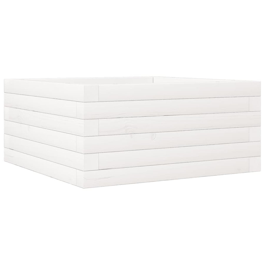 Plantenbak 50x50x23 cm massief grenenhout wit
