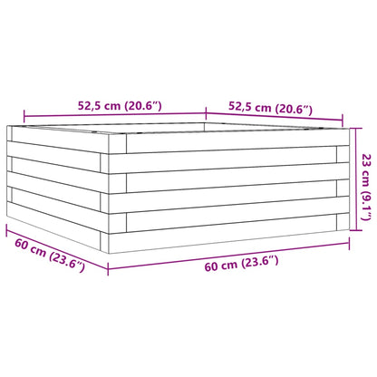 Plantenbak 60x60x23 cm massief grenenhout wasbruin