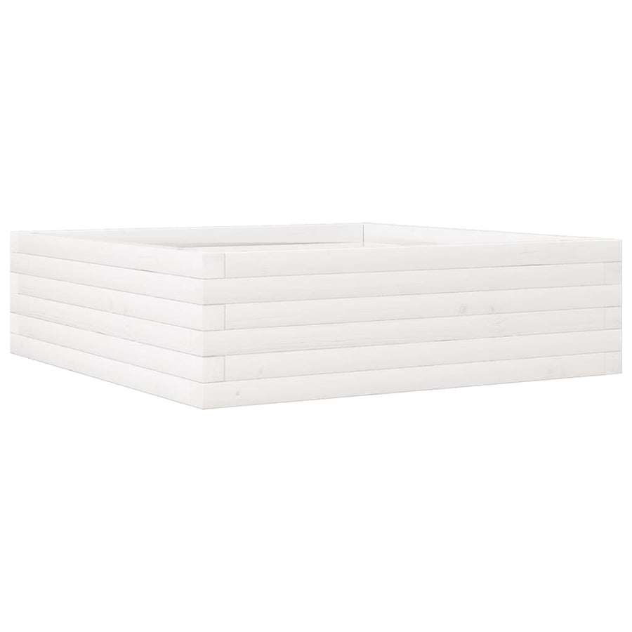 Plantenbak 80x80x23 cm massief grenenhout wit