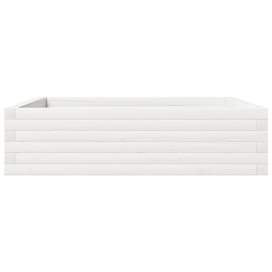 Plantenbak 90x90x23 cm massief grenenhout wit