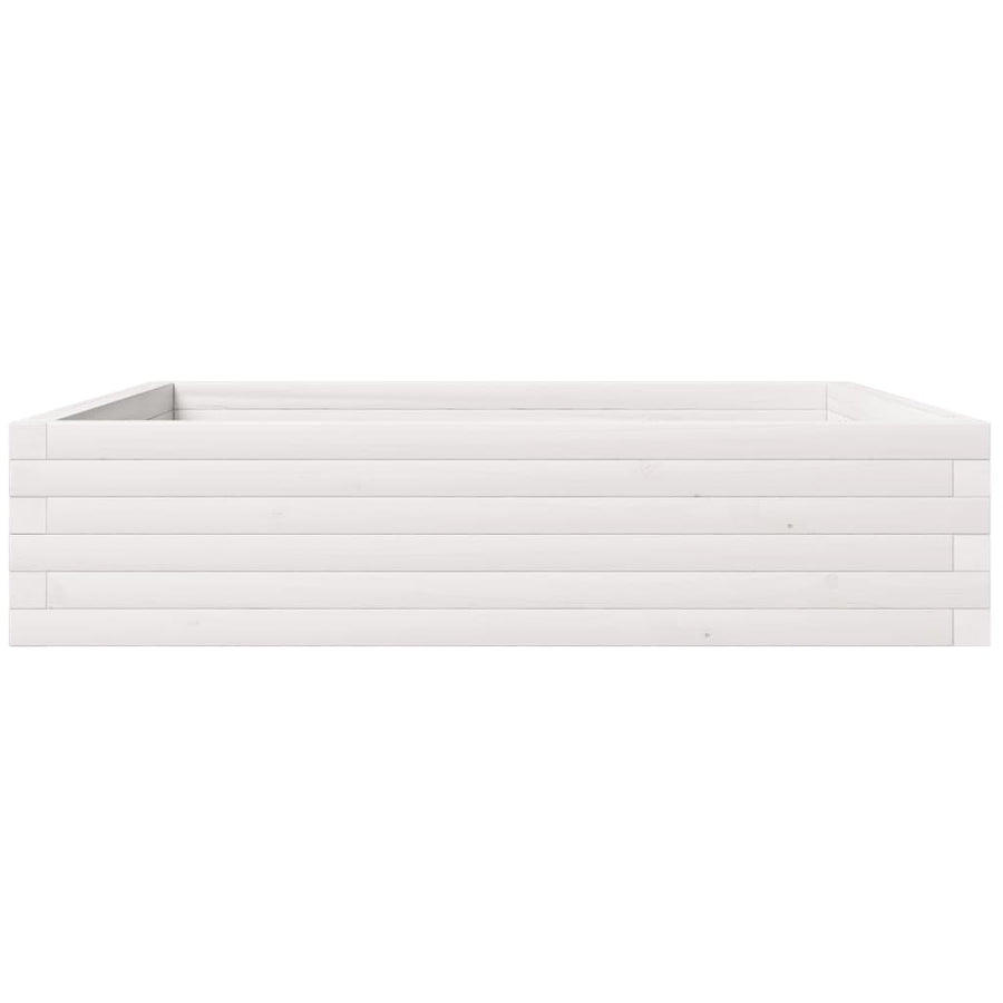 Plantenbak 100x100x23 cm massief grenenhout wit