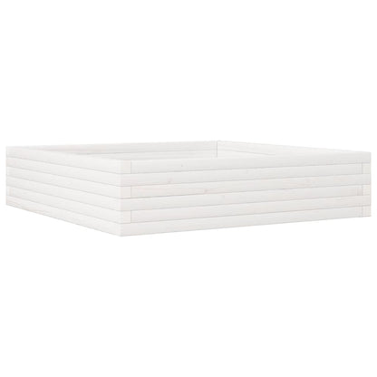 Plantenbak 100x100x23 cm massief grenenhout wit
