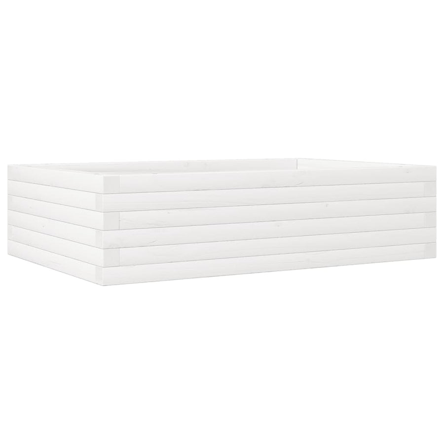 Plantenbak 90x60x23 cm massief grenenhout wit