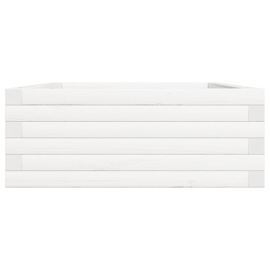 Plantenbak 90x60x23 cm massief grenenhout wit