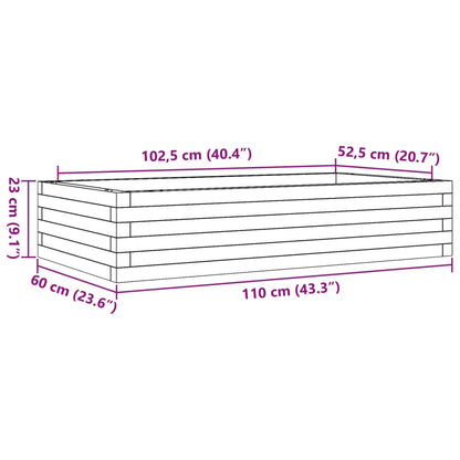 Plantenbak 110x60x23 cm massief grenenhout wasbruin