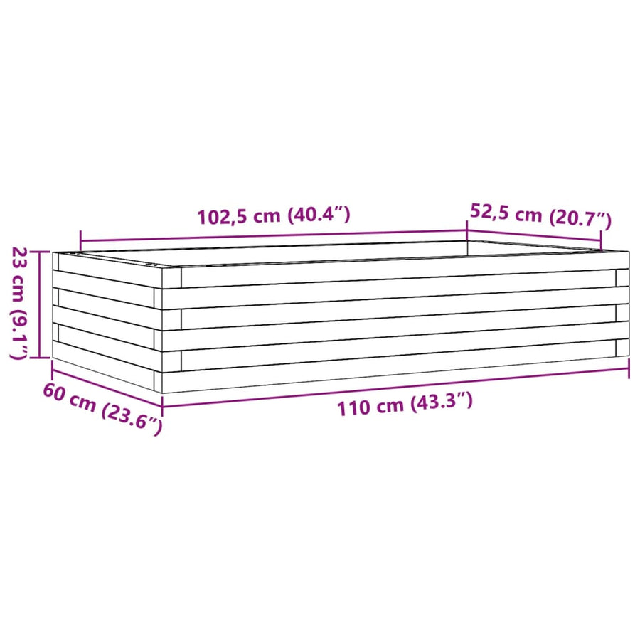 Plantenbak 110x60x23 cm massief grenenhout wasbruin