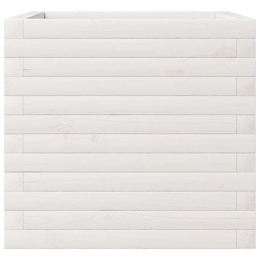 Plantenbak 50x50x45,5 cm massief grenenhout wit