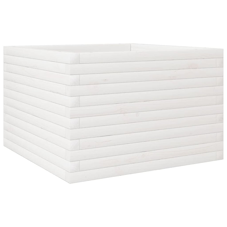 Plantenbak 70x70x45,5 cm massief grenenhout wit