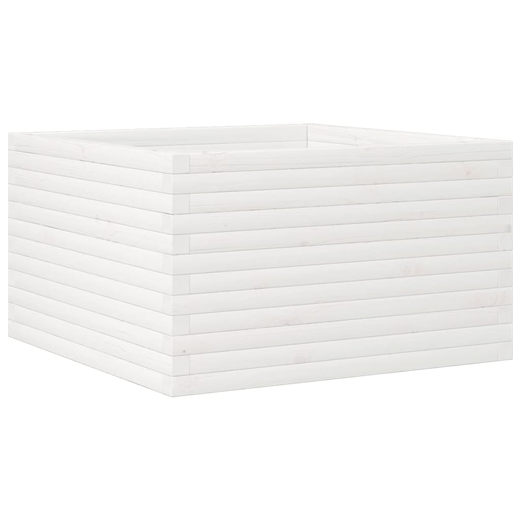 Plantenbak 80x80x45,5 cm massief grenenhout wit