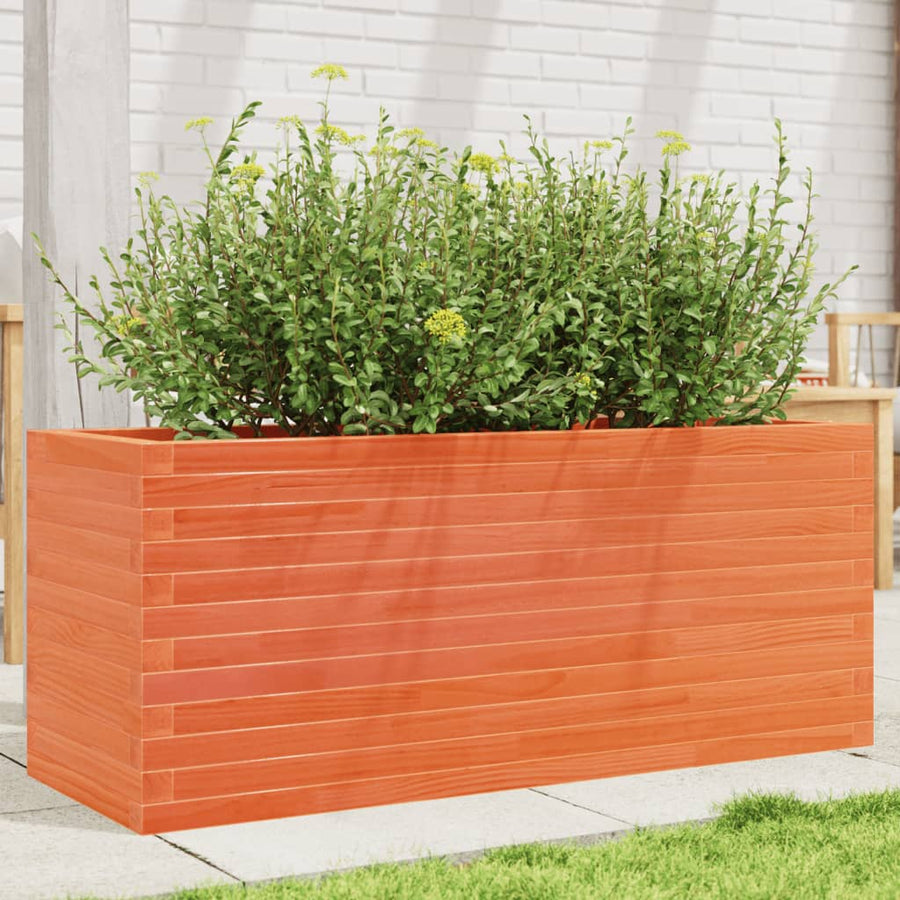 Plantenbak 110x40x45,5 cm massief grenenhout wasbruin