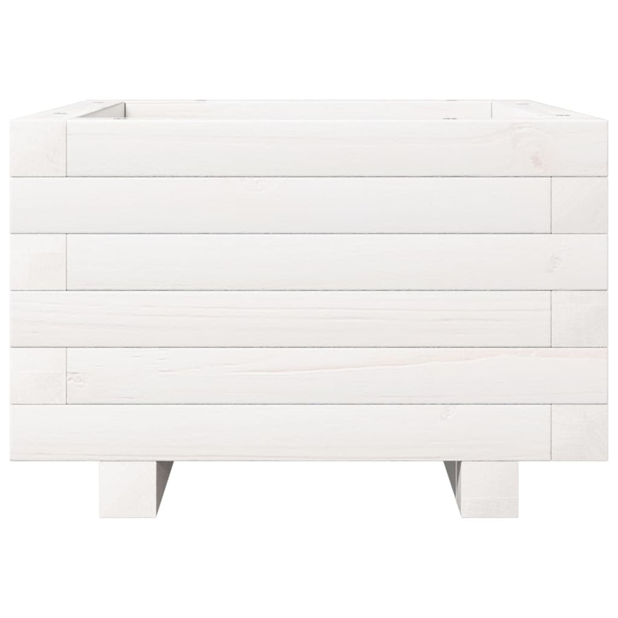 Plantenbak 40x40x26,5 cm massief grenenhout wit