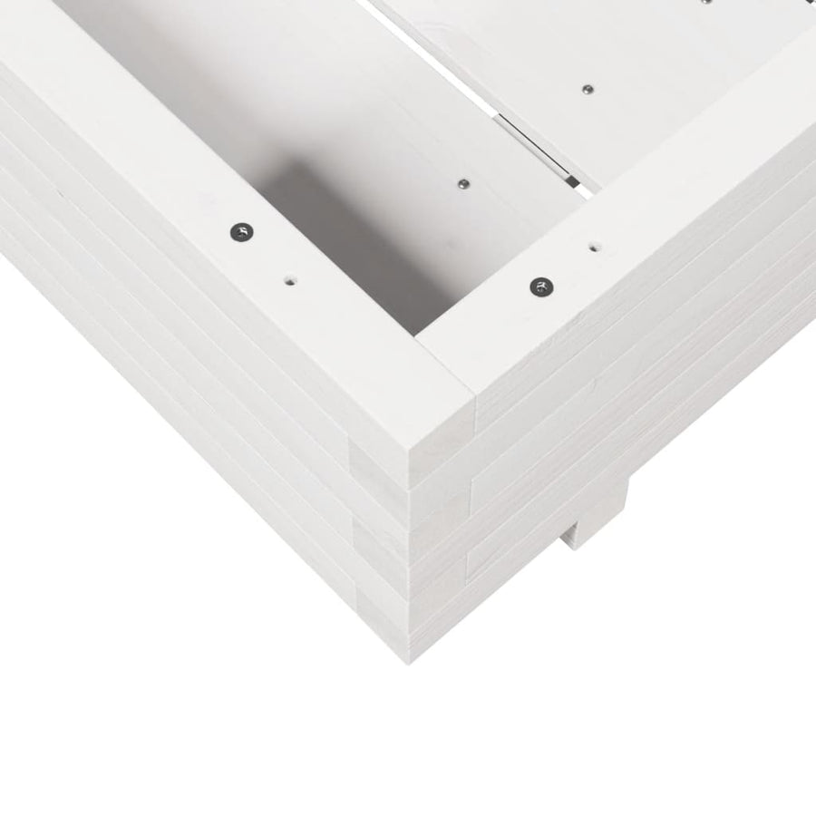 Plantenbak 70x70x26,5 cm massief grenenhout wit
