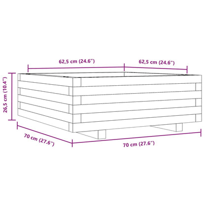 Plantenbak 70x70x26,5 cm massief grenenhout wasbruin