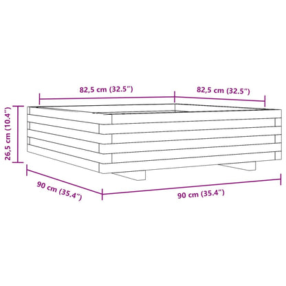 Plantenbak 90x90x26,5 cm massief grenenhout