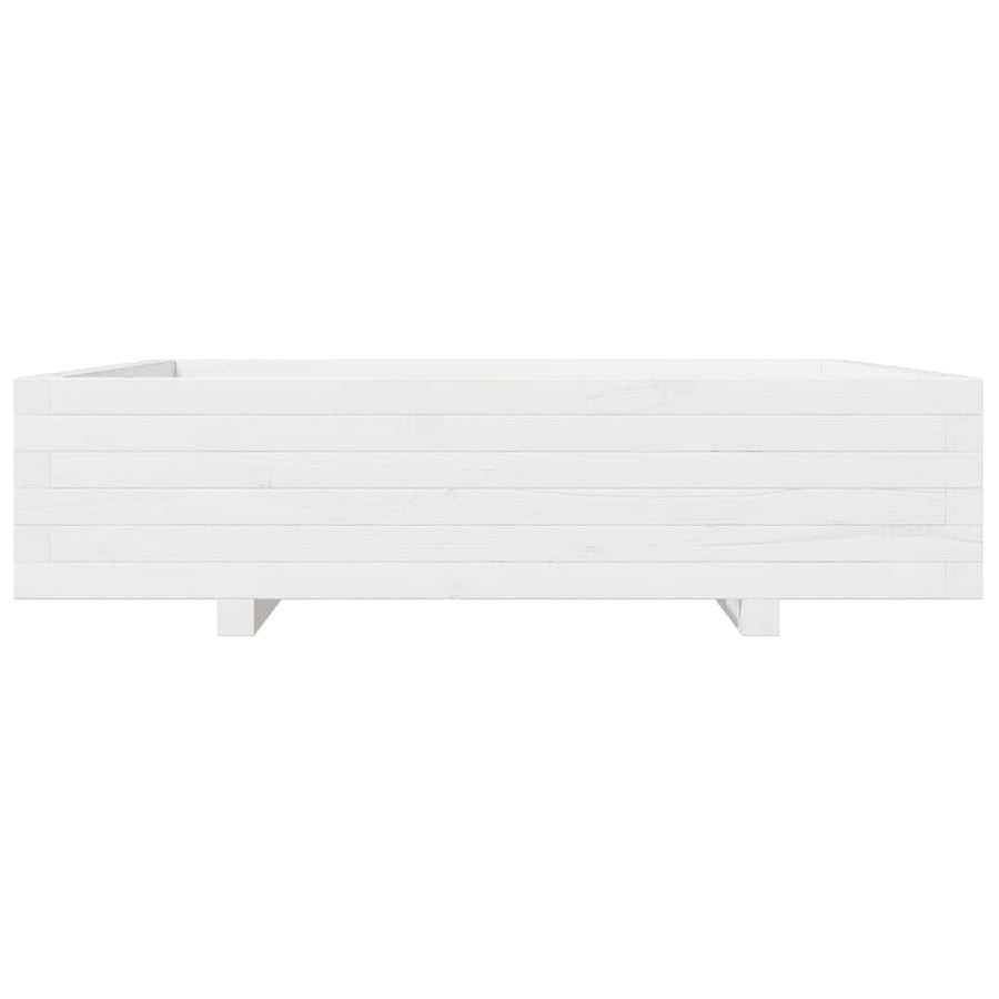 Plantenbak 100x100x26,5 cm massief grenenhout wit