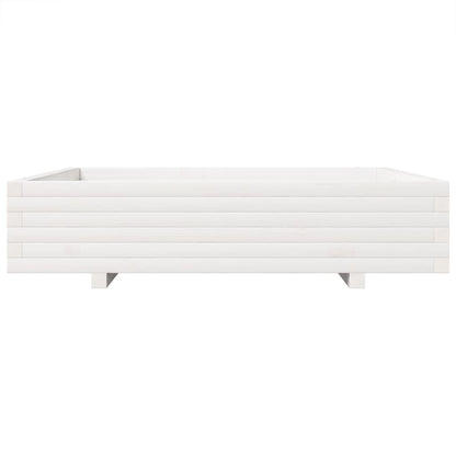 Plantenbak 110x110x26,5 cm massief grenenhout wit