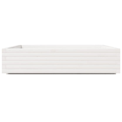 Plantenbak 110x110x26,5 cm massief grenenhout wit