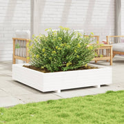 Plantenbak 110x110x26,5 cm massief grenenhout wit