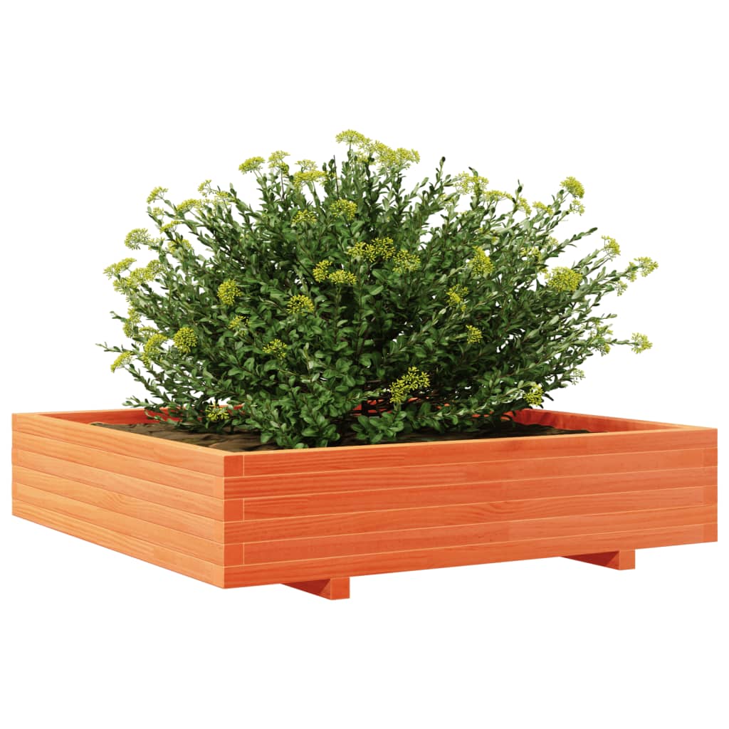 Plantenbak 110x110x26,5 cm massief grenenhout wasbruin