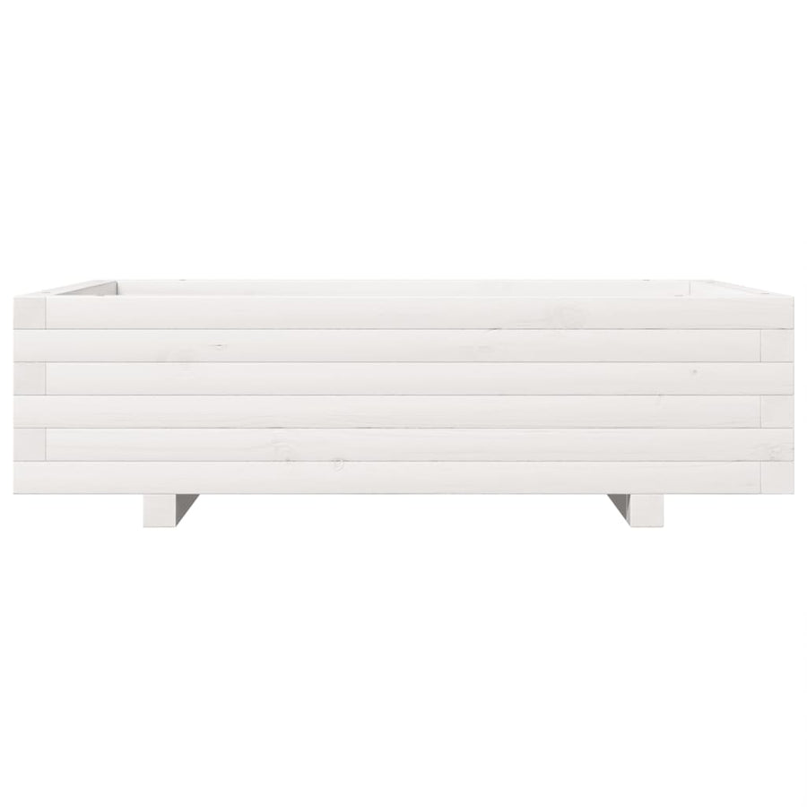 Plantenbak 90x60x26,5 cm massief grenenhout wit