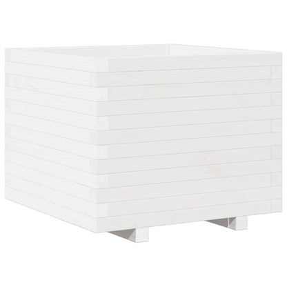 Plantenbak 60x60x49,5 cm massief grenenhout wit