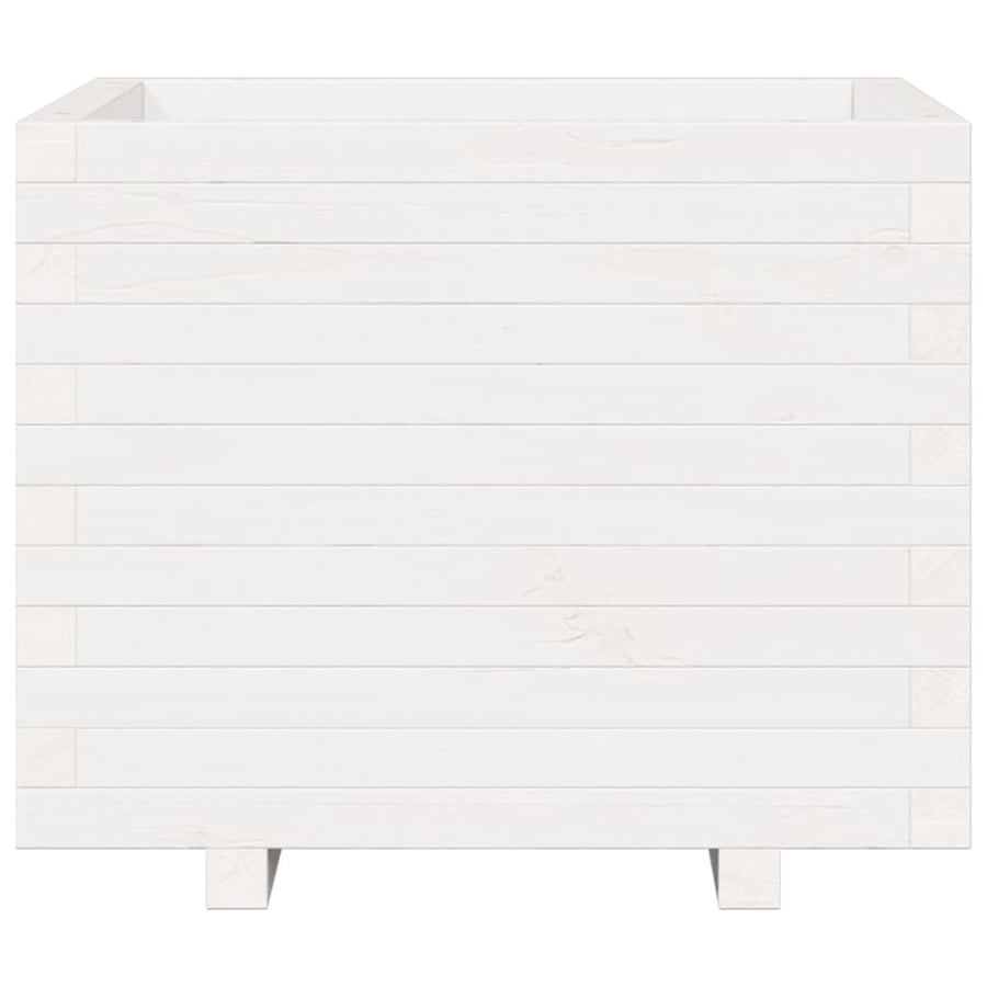 Plantenbak 60x60x49,5 cm massief grenenhout wit